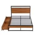 thumbnail image 3 of Kidkapers Black Full Bed with Storage - Full Size Frame with 2 Drawers, Storage Headboard, Metal & Wood Platform, USB Ports, 3 of 5