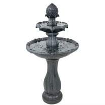 Sunnydaze Pineapple Traditional Black 2-Tier Solar Fountain with Battery