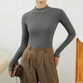thumbnail image 5 of TYGHBN Turtleneck Pullover Women's Turtleneck Shirt Long Sleeve Shirt Women's Tight Thermal Top Slim Fit Basic Tops Stand Up Collar Turtleneck Pullover Undershirt Turtleneck Shirt Elegant Silk, 5 of 7
