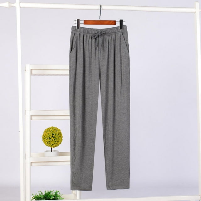 ylioge Big & Tall Pajama Pants for Men L-4X Plus Size Drawstring Elastic Waist Trousers with Pockets Casual Solid Wide Leg Soft-Modal Homewear Pant