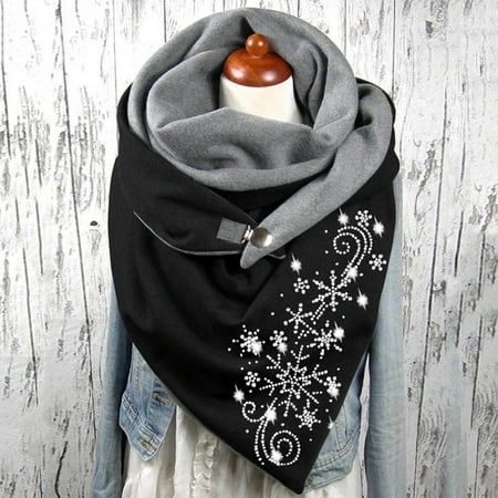 

Honeeladyy Clearance under 10$ Fashion Women Printing Button Soft Wrap Casual Warm Scarves Shawls