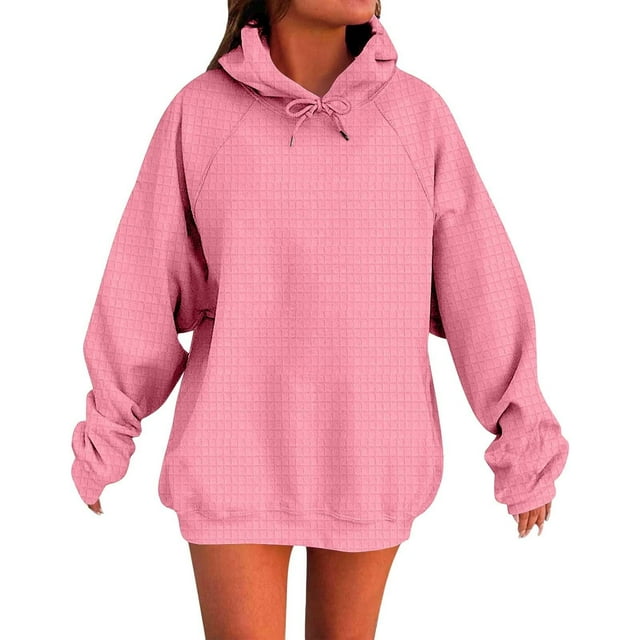 cfhntfmh Womens Plus Size Top Fall Fashion Hoodies Sweatshirts Drawstring Long Sleeve Knit Pullover Sweatshirt