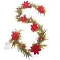 thumbnail image 1 of WLOELOEW Guirlande de Noël Artificielle avec Pin et Fleurs Rouges 20 Lumières 6,6 Pieds Matériau Plastique Déco B, 1 of 5
