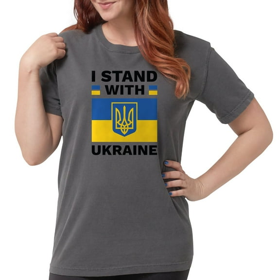 CafePress - I Stand With Ukraine Womens Comfort Colorsâ® Shirt - Womens Comfort Colors® Shirt