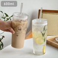 thumbnail image 5 of de Vidrio de 600 Ml, de Café con Leche con Tapa y Pajita, de Agua A Rayas Transparentes, Vasos para Beber, de Té para Jugo, 5 of 5