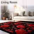 thumbnail image 2 of ODIKA 5'x7' Machine Washable Non-Slip Area Rug, Stunning Rose Blossom with Bold Dark Background Accents High Traffic Rug, Red, 59258, 2 of 7