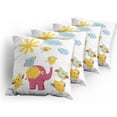 thumbnail image 5 of Ambesonne Cartoon Throw Pillow Cover 4 Pack, Colorful Birds, 18", Pale Blue Marigold Pink, 5 of 7