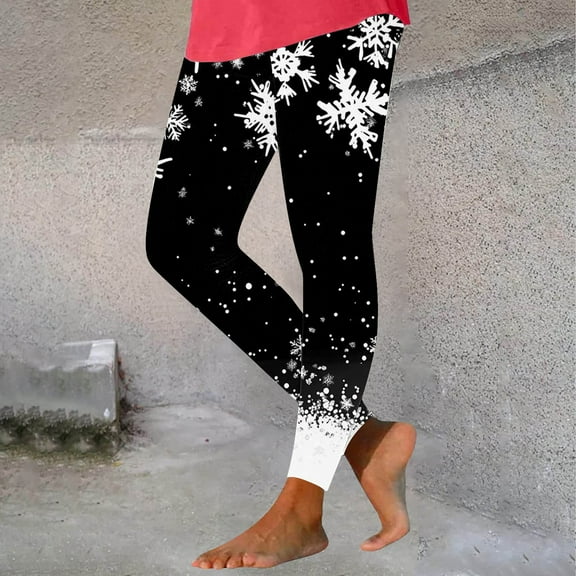 Hueook Leggings for Women Tummy Control Womens Christmas Fashion Printed Leggings Yoga Casual Pants Leggings Multicolor L