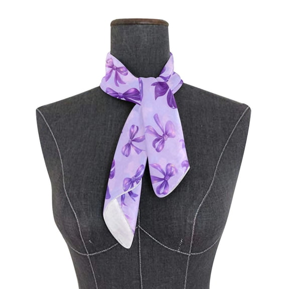 Square Scarf 24x24 Inch Vibrant Purple Bows Pattern Silky Satin Sun Protection Neck Scarf for Women Multi-Purpose Head Wrap Bandana for Hair Bag Decoration