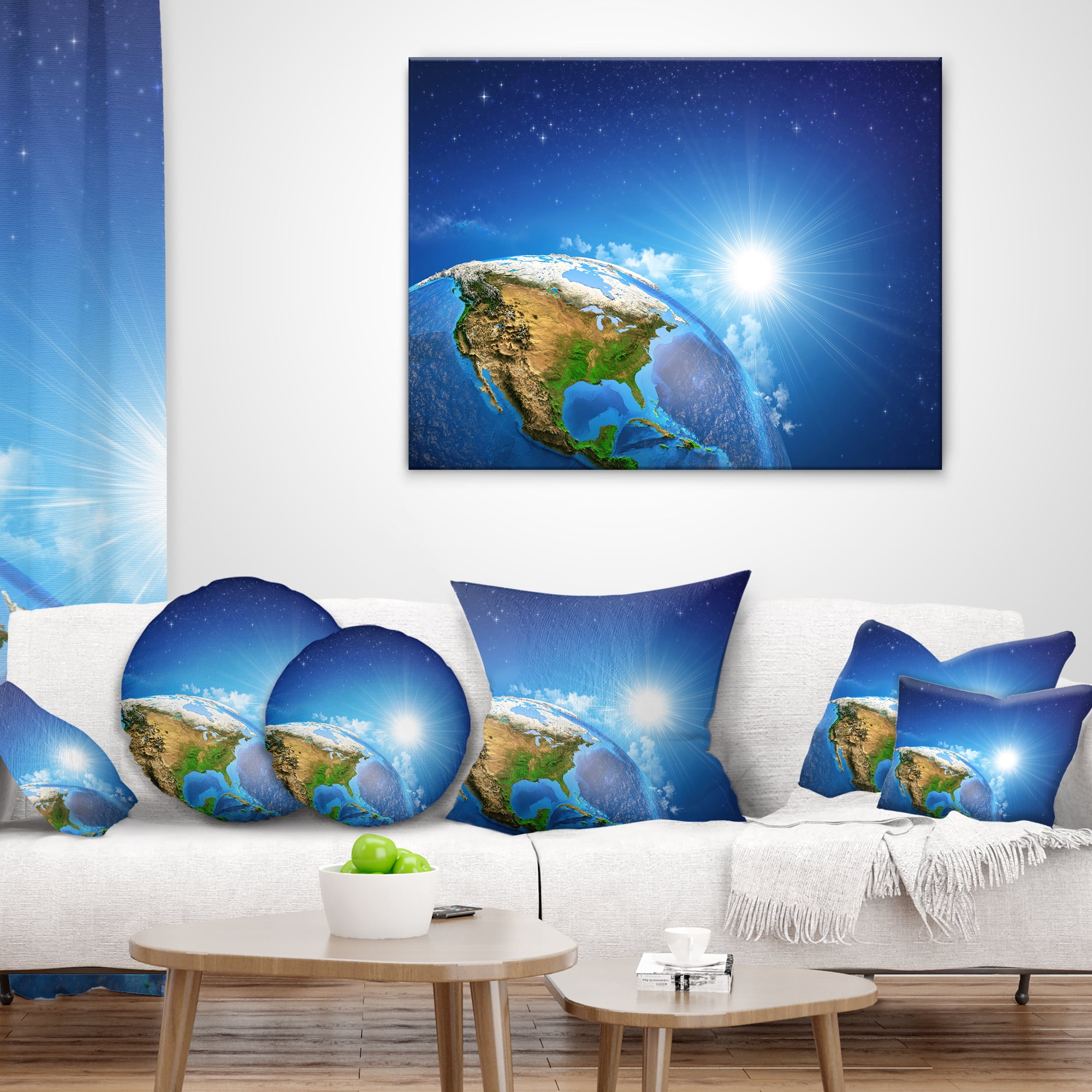 Designart Sunrise over the Earth Landscape - Abstract Throw Pillow - 12x20
