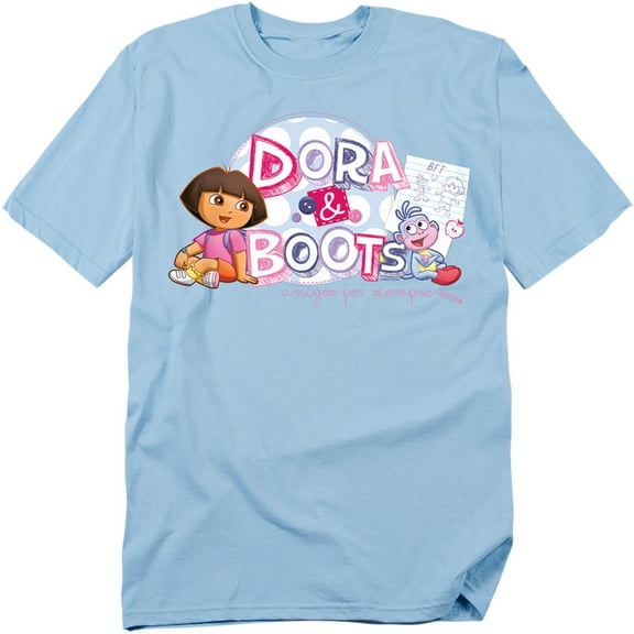 Popfunk Dora The Explorer Amigos Por Siempre Unisex Adult T Shirt, Light Blue, Small