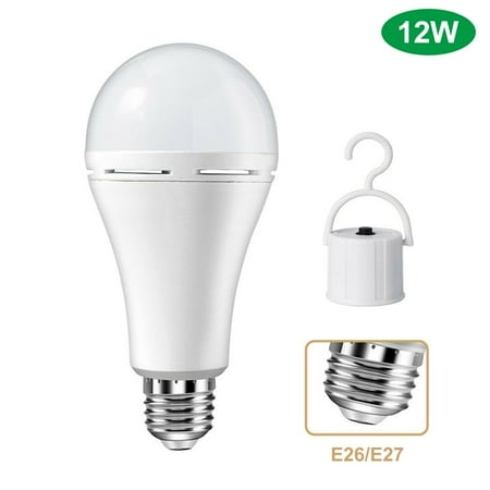 

QXDRAGON AC86~265V E26 E27 Multifunctional Rechargeable 12W Emergency LED Hanging Light Bulb