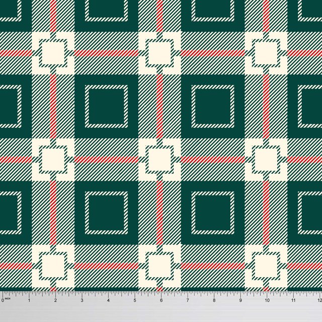 Soimoi 65 GSM Sewing Georgette Fabric Check Print 44 Inches Wide Material By The Yard-Green
