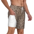 thumbnail image 3 of Picia Leopard Print-2 pattern Mens Swim Trunks with Compression Liner Stretch Beach Shorts Quick Dry with Zipper Pockets No-Chafing Board Shorts-Large, 3 of 9