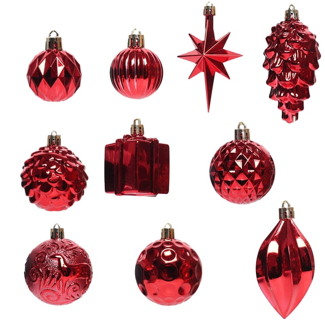 Birdeem 12Pcs Christmas Tree Ornament Pendant Party Supplies Tree Hanging Plastic Ball