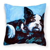 Carolines Treasures MW1240PW1414 Boston Terrier Just Jake Fabric Decorative Pillow 14Hx14W multicolor