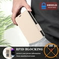 thumbnail image 6 of Compatible with iPhone 13 Pro Wallet Case with Credit Card Holder & Cash Slot, RFID Blocking Durable PU Leather Flip Magnetic Protective Stand Cover Wrist Strap Women Men,Apricot, 6 of 7
