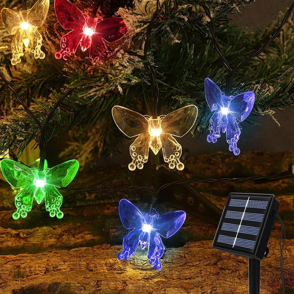 Fohil 16FT Solar String Lights Outdoor, 20 LED Waterproof Butterfly String Lights, 8 Modes Solar Powered String Lights for Outdoor Garden Patio Yard Lawn Balcony Decoration