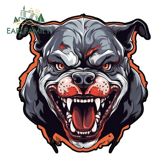 EARLFAMILY 5.1" Angry Pitbull Car Stickers Fashionable Waterproof Occlusion Scratch Motorcycle Windows Vinyl Decal Amusing Exterior Accessories