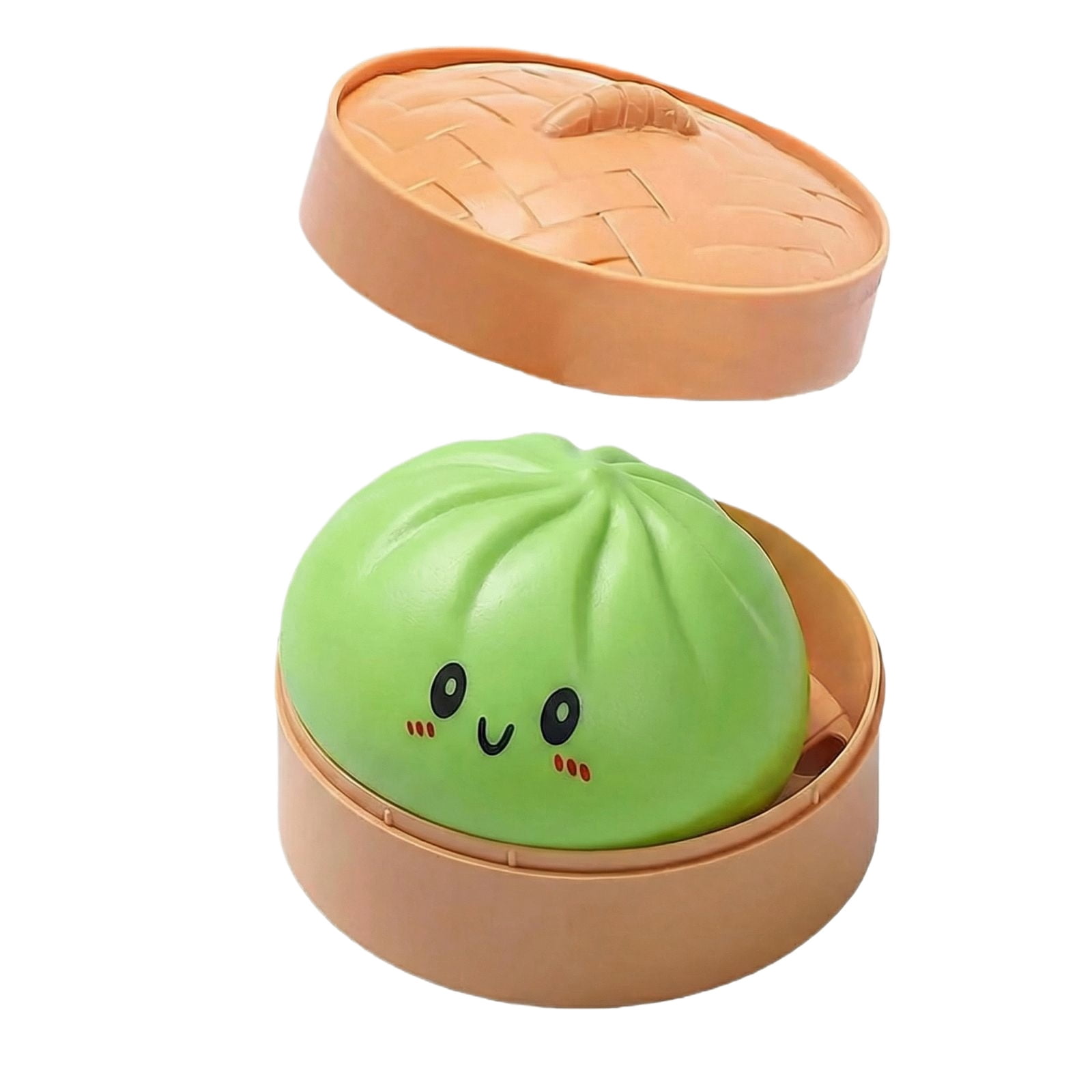 Cute Squishy Dumpling Large with Steamer, Squishy Dumpling Doll with Cute Expressions, Silicone Bun Sensory Fidget Dolls, Hand Pinching Decompression Dolls