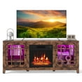 thumbnail image 1 of Costway 58" Fireplace TV Stand with LED Lights & 18" Electric Fireplace, Remote Controls Rustic Brown, 1 of 10