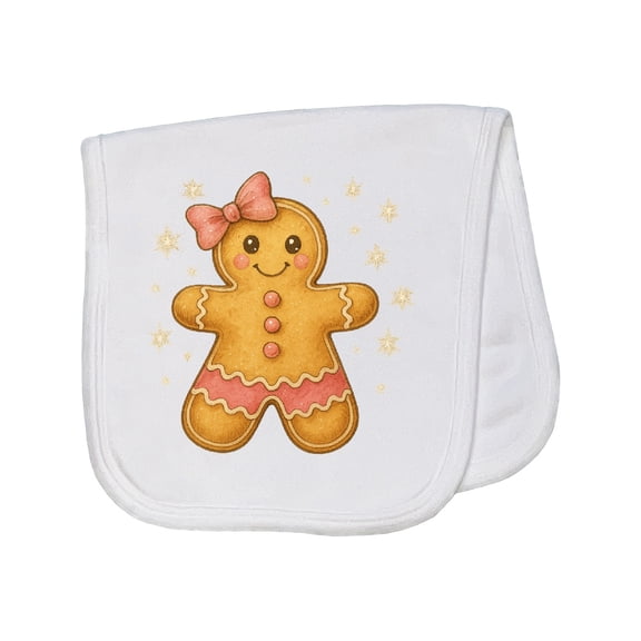 Inktastic Cute Gingerbread Girl with Pink Bow Christmas Baby Burp Cloth