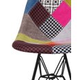 thumbnail image 3 of 2xhome - Multicolor Patchwork Ann - Modern Upholstered Side Fabric Chair Patchwork Multi-pattern Eiffel Wire Base Dining Room Chair No arm, Set of 1, 1 piece, 3 of 6