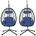 2 Piece Egg Chair, Outdoor Wicker Egg Chair with Stand, Patio Swing