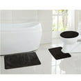 thumbnail image 4 of Bathroom Rug Set, 3 Pieces Shaggy Polyester Soft Non-Slip Mats Absorbent Toilet Mat,Rectangular Area Rug, U-Shaped Bath Mat, Elongated Toilet Lid Cover (Black), 4 of 5