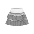 thumbnail image 3 of TSSOE Women's Lace Tiered Ruffle Mini Skirt A Line Flared Elegant Short Cake Skirts Party Clubwear White XL/4, 3 of 7