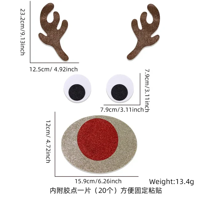 Pegatinas navideñas para puertas y ventanas 2024, pegatinas de fieltro para pared de alce, muñeco de nieve, Papá Noel, decoración navideña para el hogar, feliz año nuevo