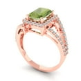 thumbnail image 2 of 1.935 ct Emerald Cut Natural Peridot Solitaire with Accents Engagement Ring for Women in 18K Rose Gold, 2 of 5