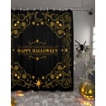 thumbnail image 2 of Happy halloween Yellow Star Moon Skull Black Background Shower Curtain Set ，Waterproof Fabric Shower Curtains Shower Curtains for Bathroom,Bathroom Decor 60"x72", 2 of 6