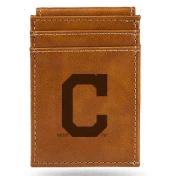 Cleveland Baseball Indians Laser Engraved Brown Front Pocket Wallet / Money Clip