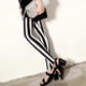 thumbnail image 4 of Womens Mid Rise Ankle Length Stretchy Leggings Black White Vertical Striped Prin, 4 of 5