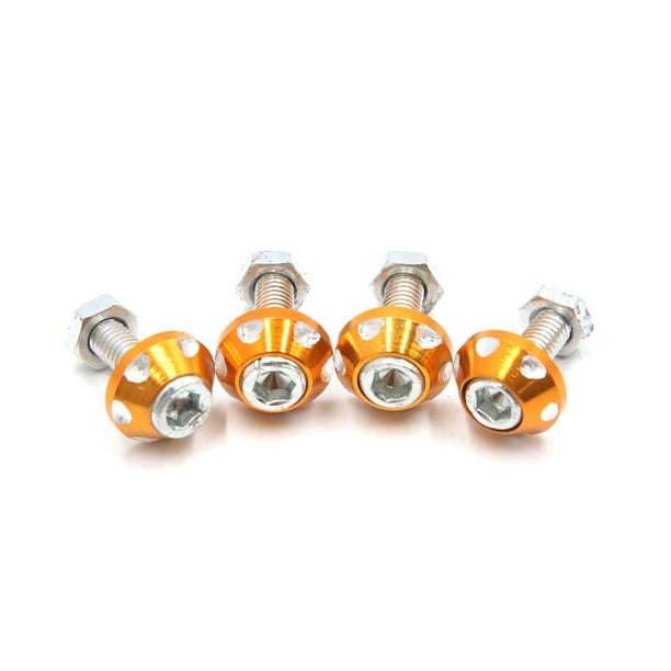 Tono de 4 piezas en oro de Matrícula aleación aluminio Accesorio de Motocicleta del coche decorativo Placa perno roscado