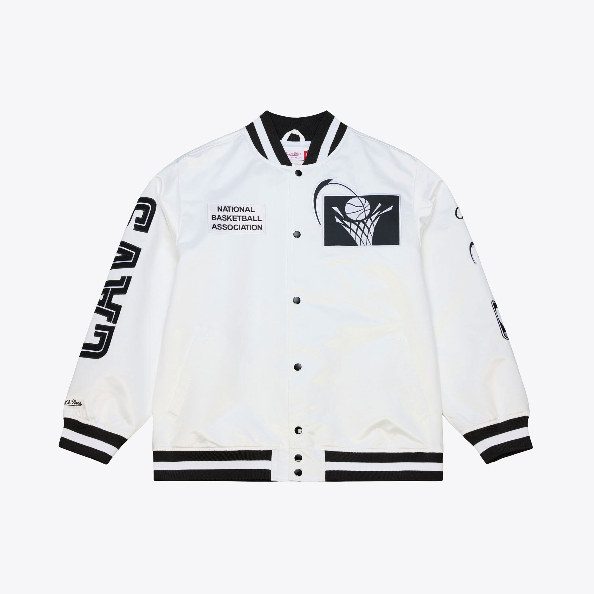 Men's Mitchell & Ness White Cleveland Cavaliers Arctic Lightweight Full-Snap Satin Jacket