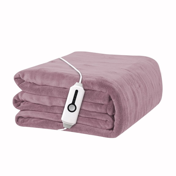 YAKEE Electric Heated Blanket 72"x84" Full Size - Soft Warm Coral Fleece, 4 Heat Levels, 10 Hours Auto-off, Machine Washable with Overheat Protection, Purple