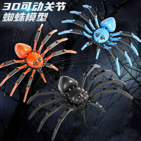 CIMAXIC Party 8pcs Fake Spider: 3D Movable Joint Insect Model Kit Kids DIY Giant Spider Toy Halloween Prank Props Insect Action Figure For Party Decorations,5.91"X3.74"X0.79"