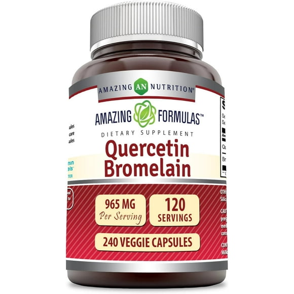 Amazing Formulas Quercetin Bromelain | 965 Mg Per Serving | 120 Servings | 240 Veggie Capsules