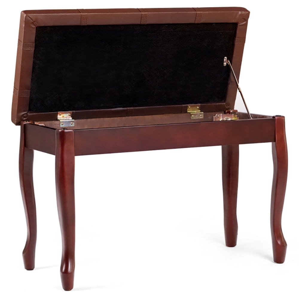 CIPACHO Solid Wood PU Leather Piano Bench with Storage, Musical Instrument Toy Stool, Brown