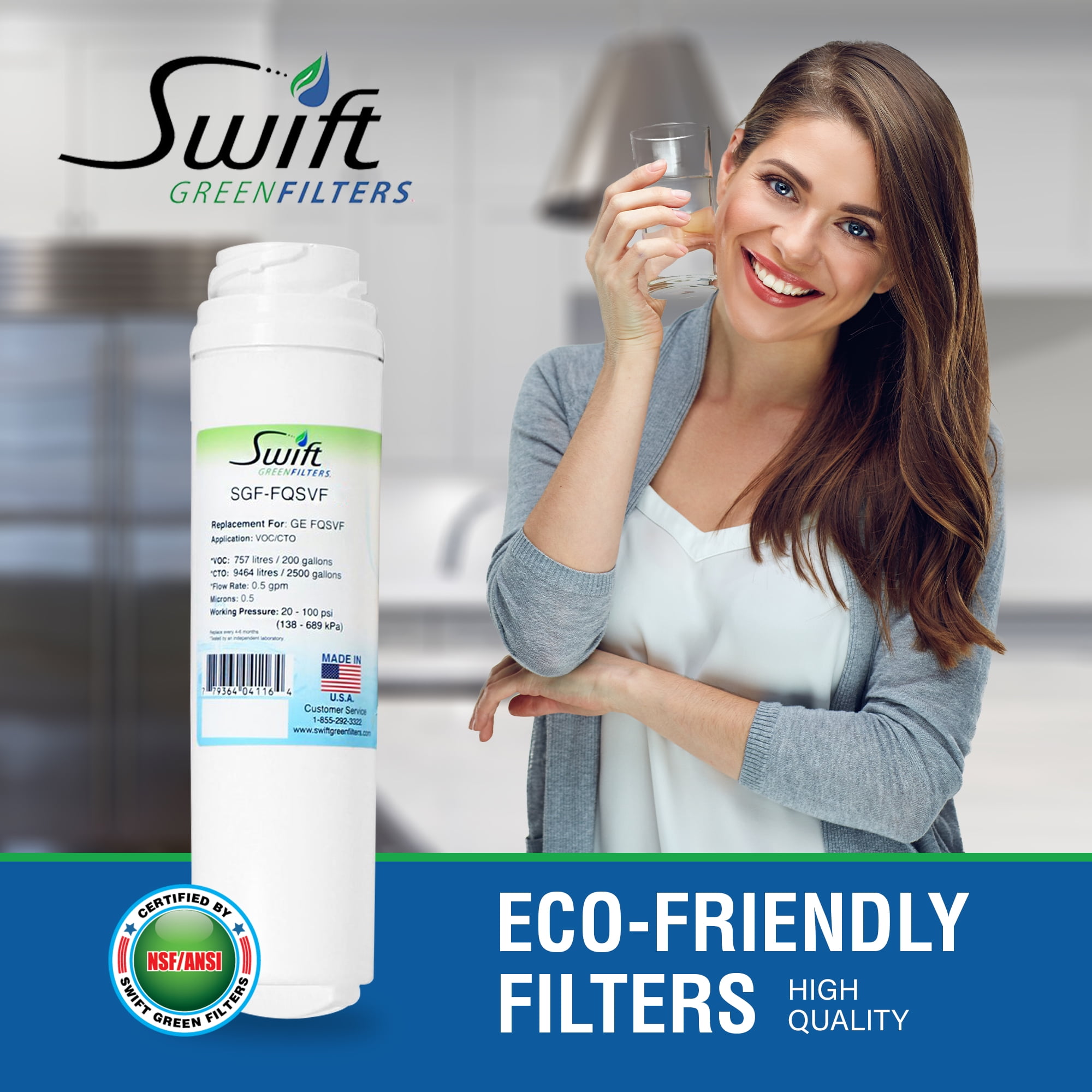 Swift Green Filters Replacement for GE FQSVF UnderSink Water Filters (Pack of 1)