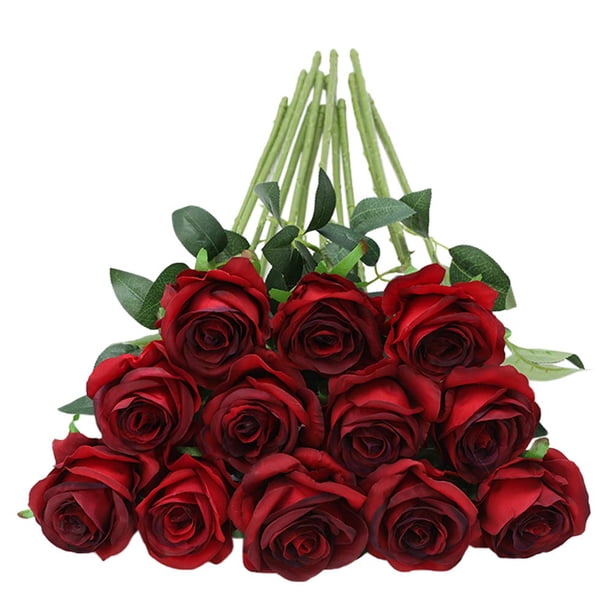 Ramo de rosas rojas Tifuly de flores artificiales de 50 cm con 12 tallos