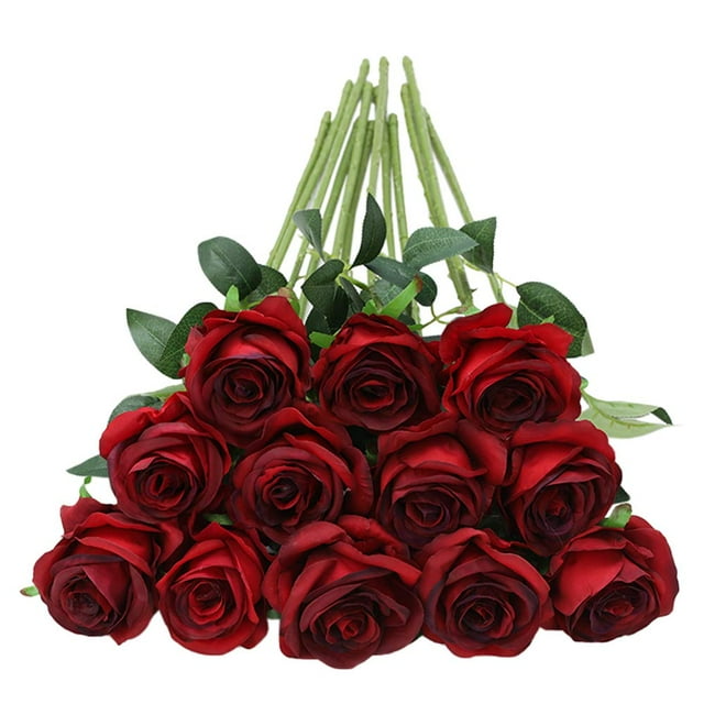 Ramo de rosas rojas Tifuly de flores artificiales de 50 cm con 12 tallos