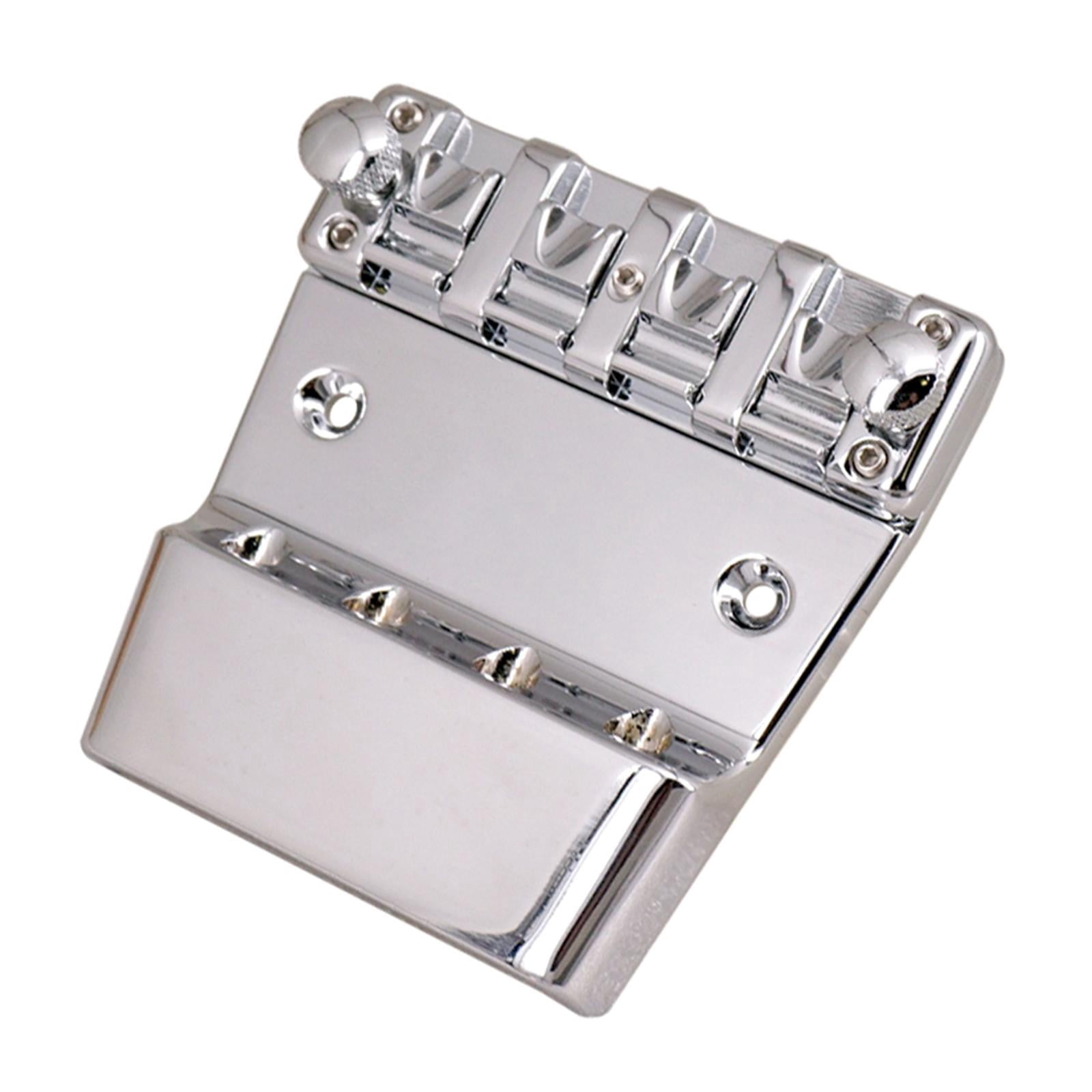 4 String Hard Tail Fixed Bass Guitar Bridge W/ 4x Screws And 2x Wrench, for Electric Guitar Bass Guitar Replacement Part, Easy to Install