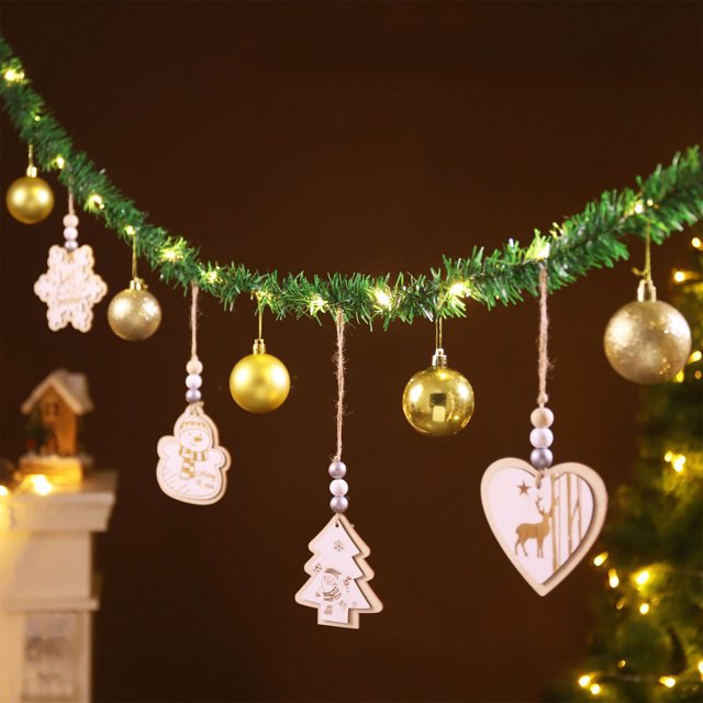 Colgante Navideño Largo con Letrero de Madera Navideño, Bola Colgante y Luz Led. Ideal para Decorar La Chimenea o La Pared de Una Habitación Festiva.