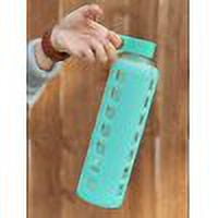 purifyou Glass Water Bottle with Ultra-Soft Silicone Sleeve & Stainless Steel Lid Insert (Set of 2 Glow in The Dark, 32 oz)