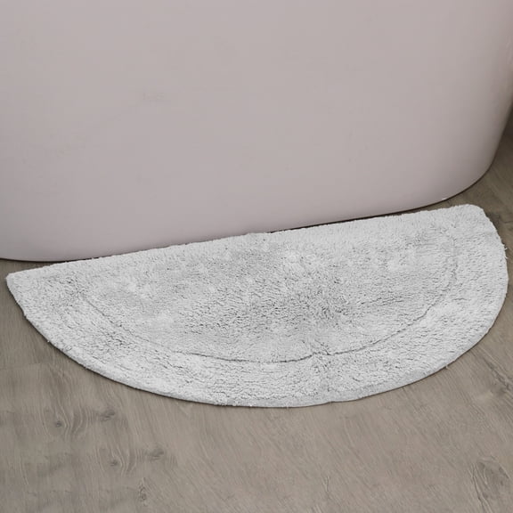 HOME WEAVERS Waterford Bathroom Rug 100% Cotton Tufted U Shape Slice Rug, Soft & Absorbent Bath Rugs, Non-Slip Bath Rug, Machine Wash Dry, bath Rugs for Bathroom, 17"x30" Slice Rug, Light Grey