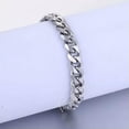 thumbnail image 5 of 7MM Necklace Bracelet Set Curb Cuban Link Stainless Steel Chain Silver For Men, 5 of 8