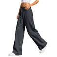 thumbnail image 4 of Zysthvn Wide Leg Women Casual Pants Summer High Waisted Sweatpants Trousers for Women Drawstring Loose Solid Comfort Pants, 4 of 5